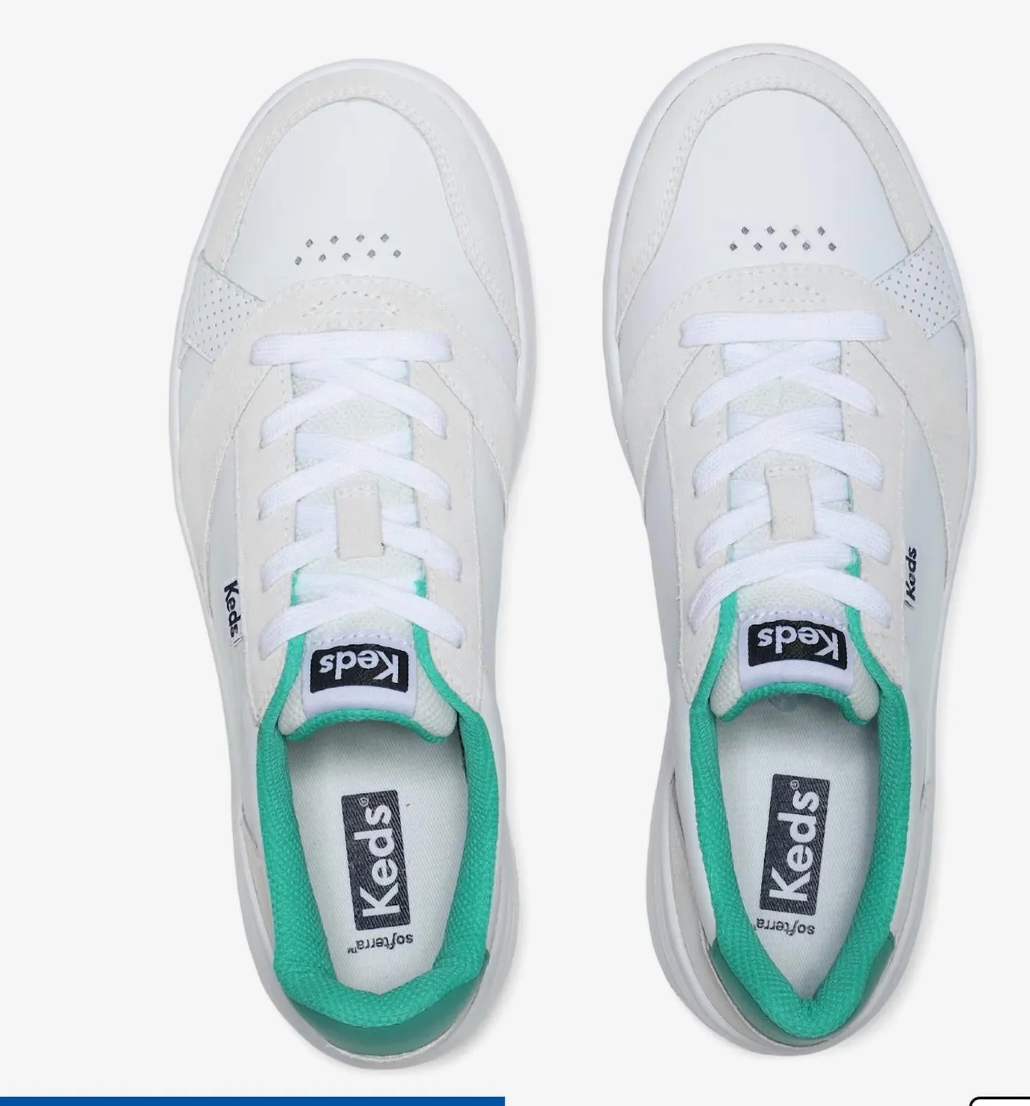 Women's Court Leather Suede Lace Up Sneaker In White/green