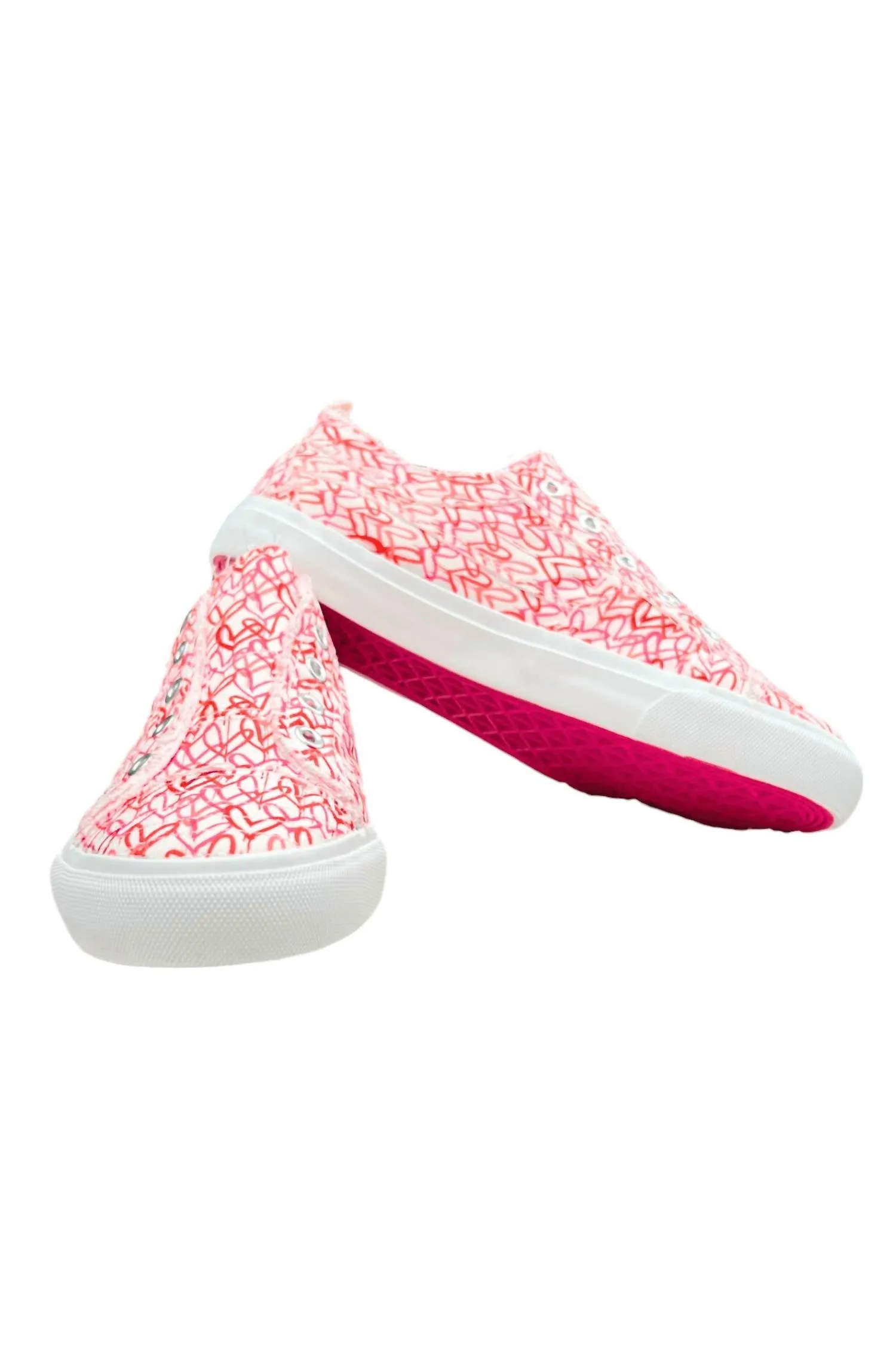 Women's Cross My Heart Slip-On Canvas Shoes In Pink/red/white