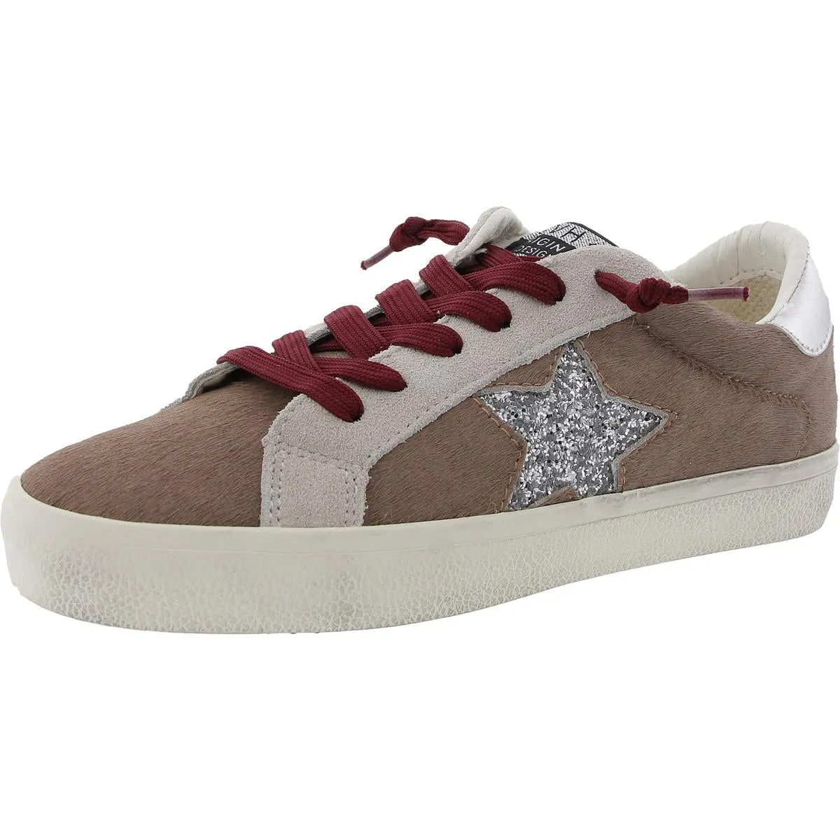 Womens Distressed Calf Hair Casual And Fashion Sneakers