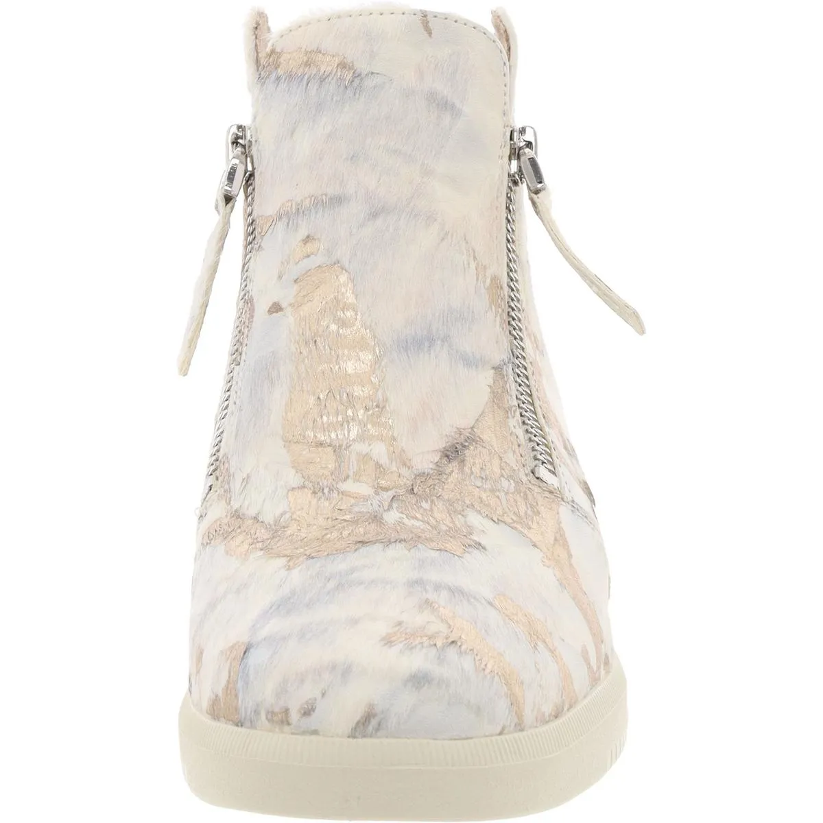 Womens Double Zipper Calf Hair Casual And Fashion Sneakers