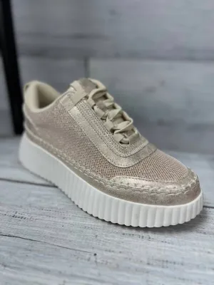 Women's Duchess Crochet Fashion Sneaker In Light Gold