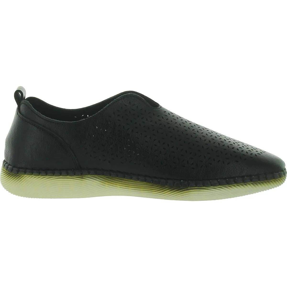 Womens Faux Leather Perforated Slip-On Sneakers