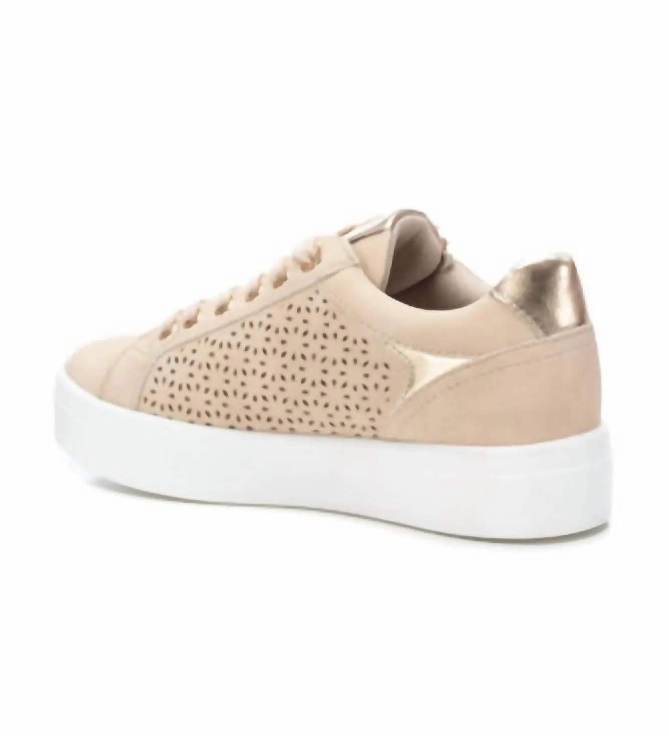 Women's Faux Leather Sneakers In Beige