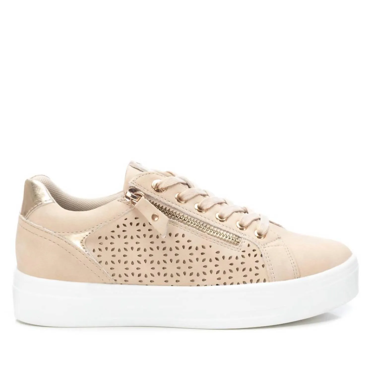 Women's Faux Leather Sneakers In Beige
