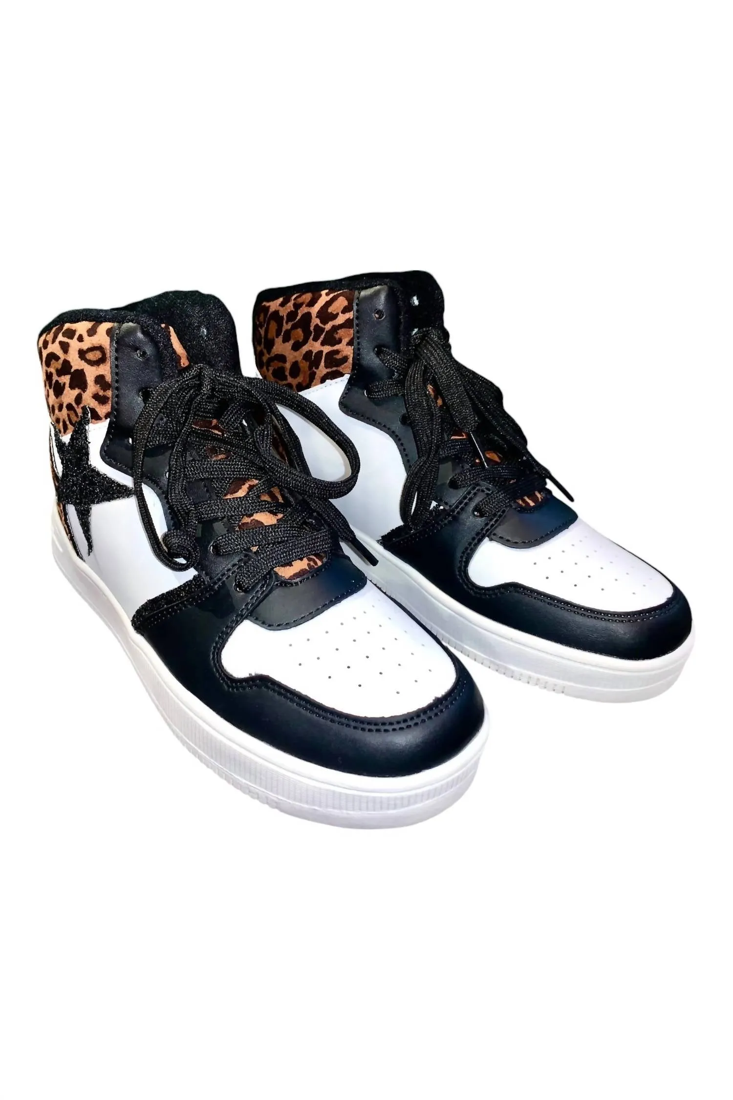Women's Glitter Star Hightop Sneakers In Black Multi