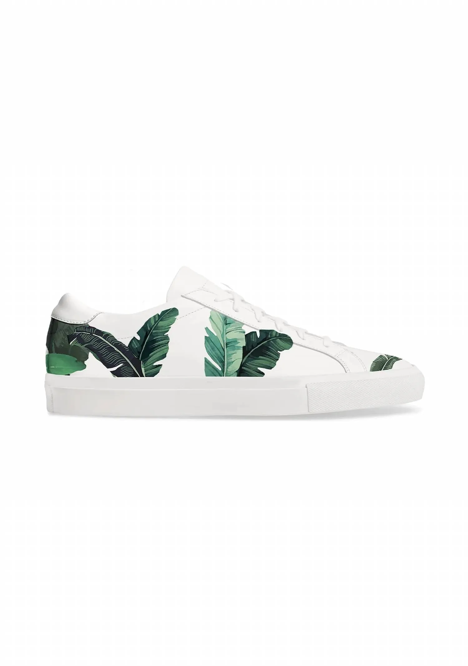 Women's Green Palm Sneakers In White