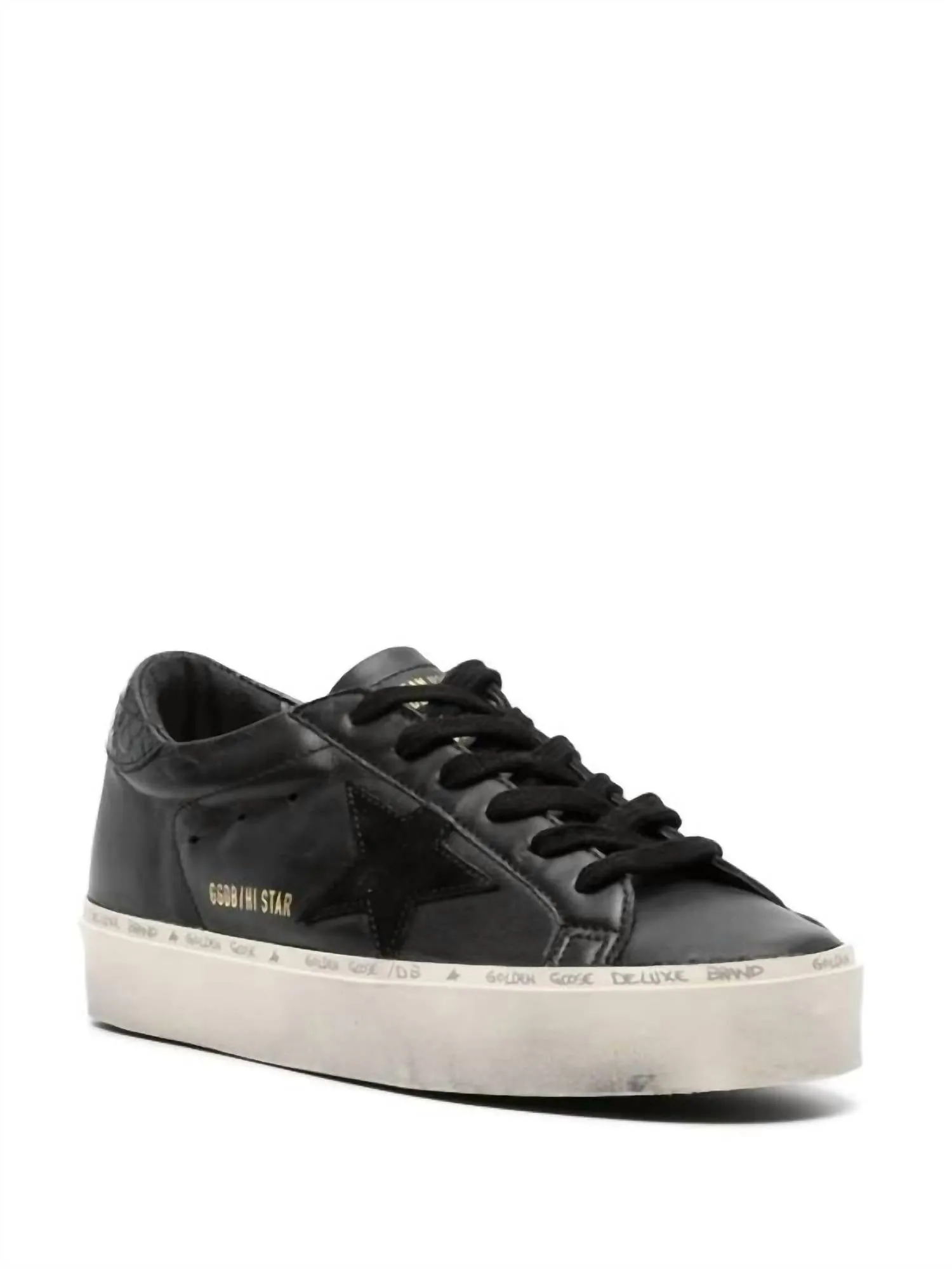 Women's Hi Star Sneakers In Cocco Printed Leather Heel, Black