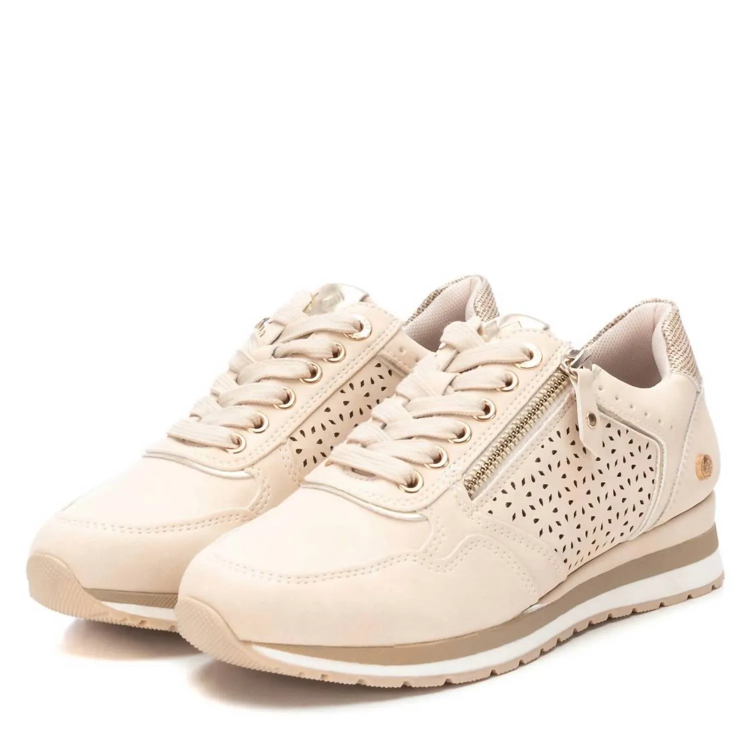 Women's Lace-Up Sneakers In Beige