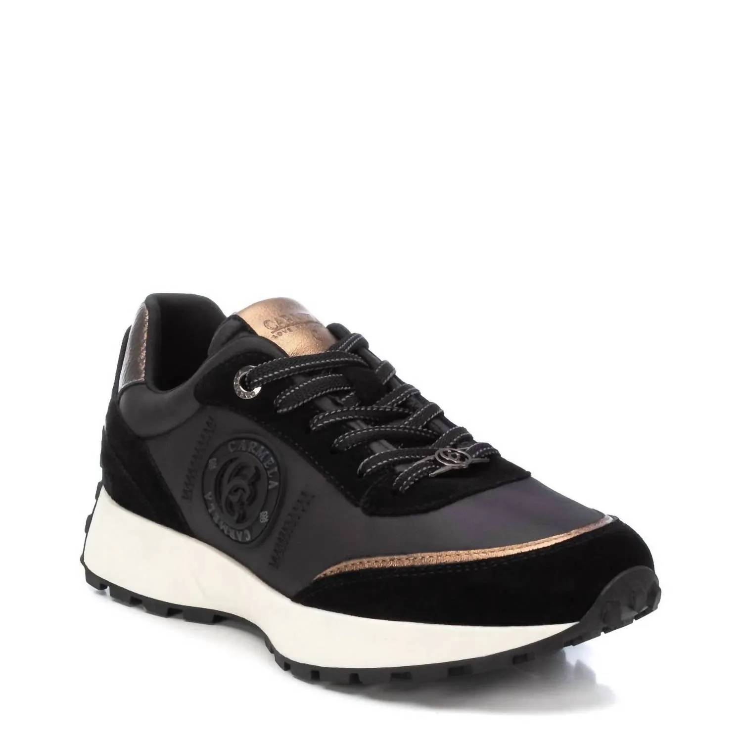 Women's Leather Casual Sneakers In Black