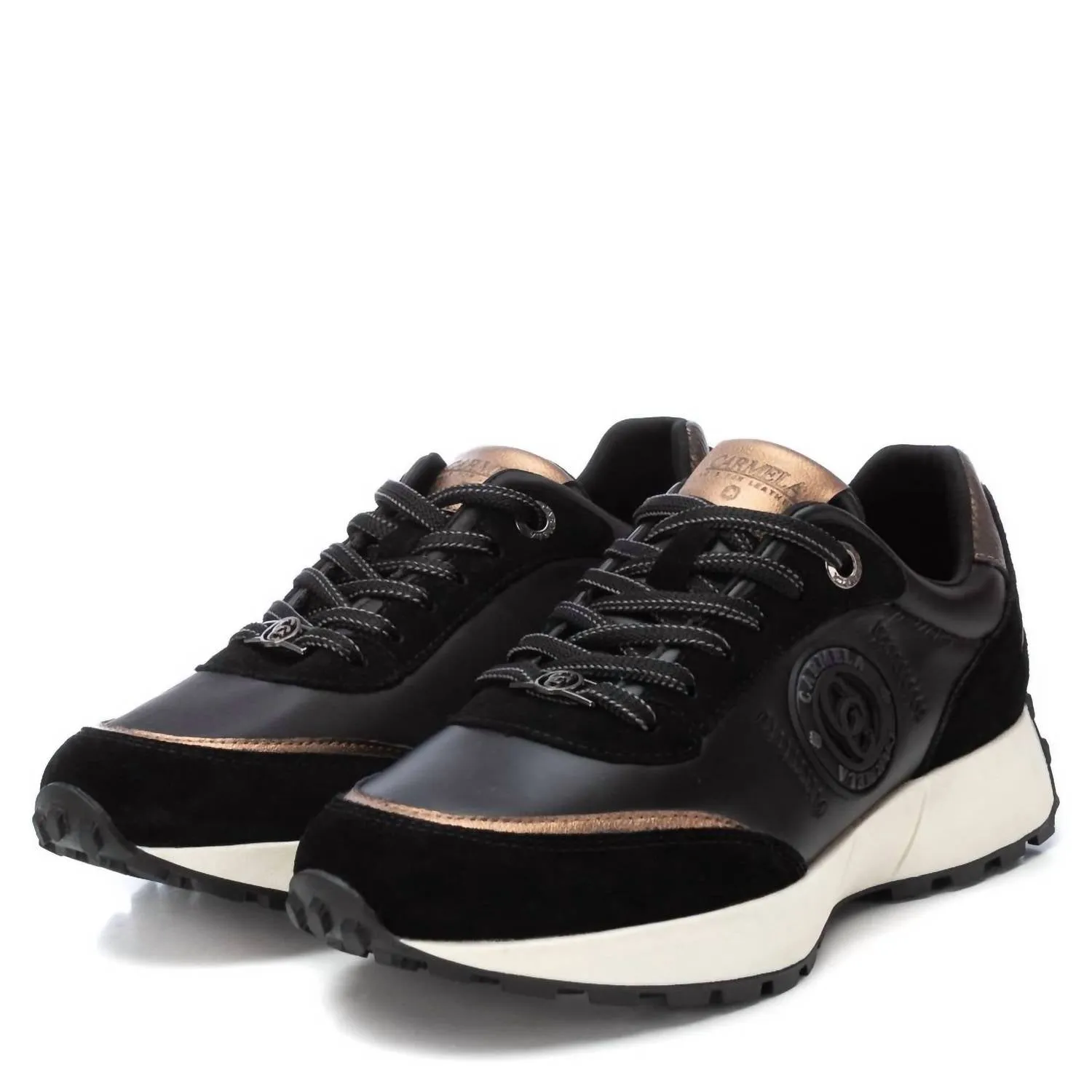 Women's Leather Casual Sneakers In Black