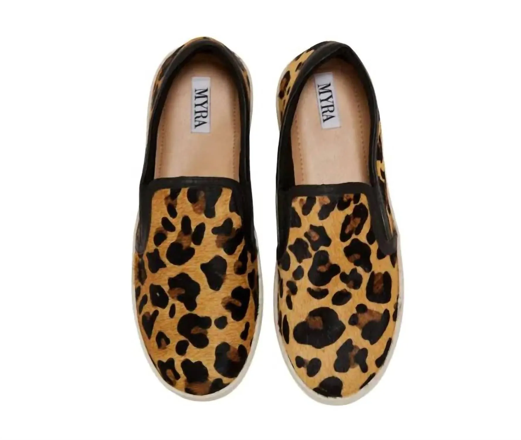 Women's Leather Leopard Hair On Hide Slip On Sneakers In Brown