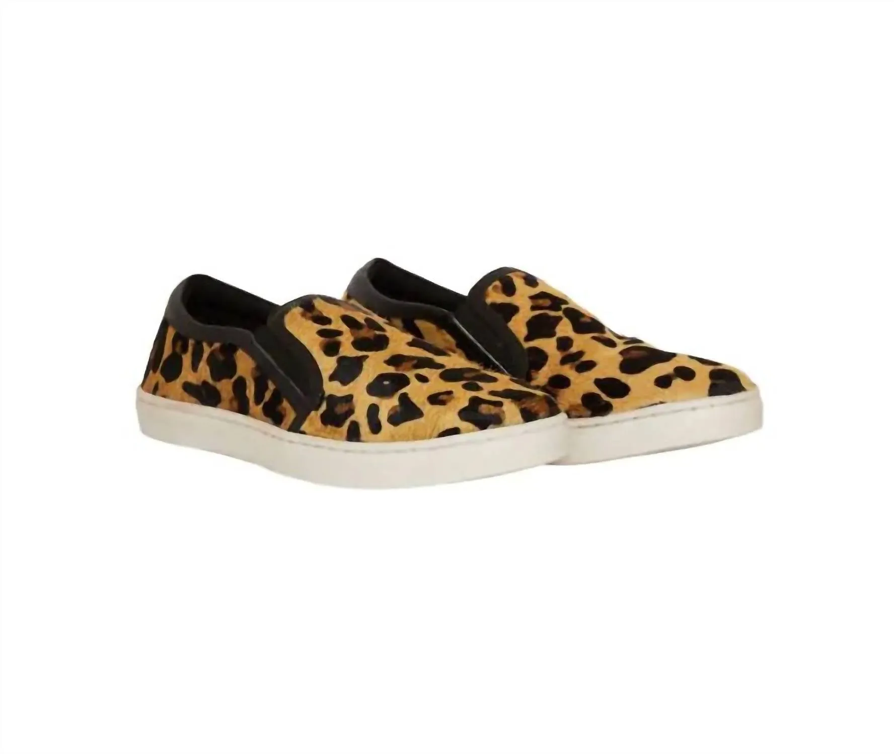 Women's Leather Leopard Hair On Hide Slip On Sneakers In Brown