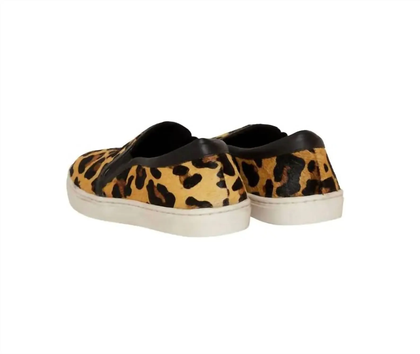 Women's Leather Leopard Hair On Hide Slip On Sneakers In Brown