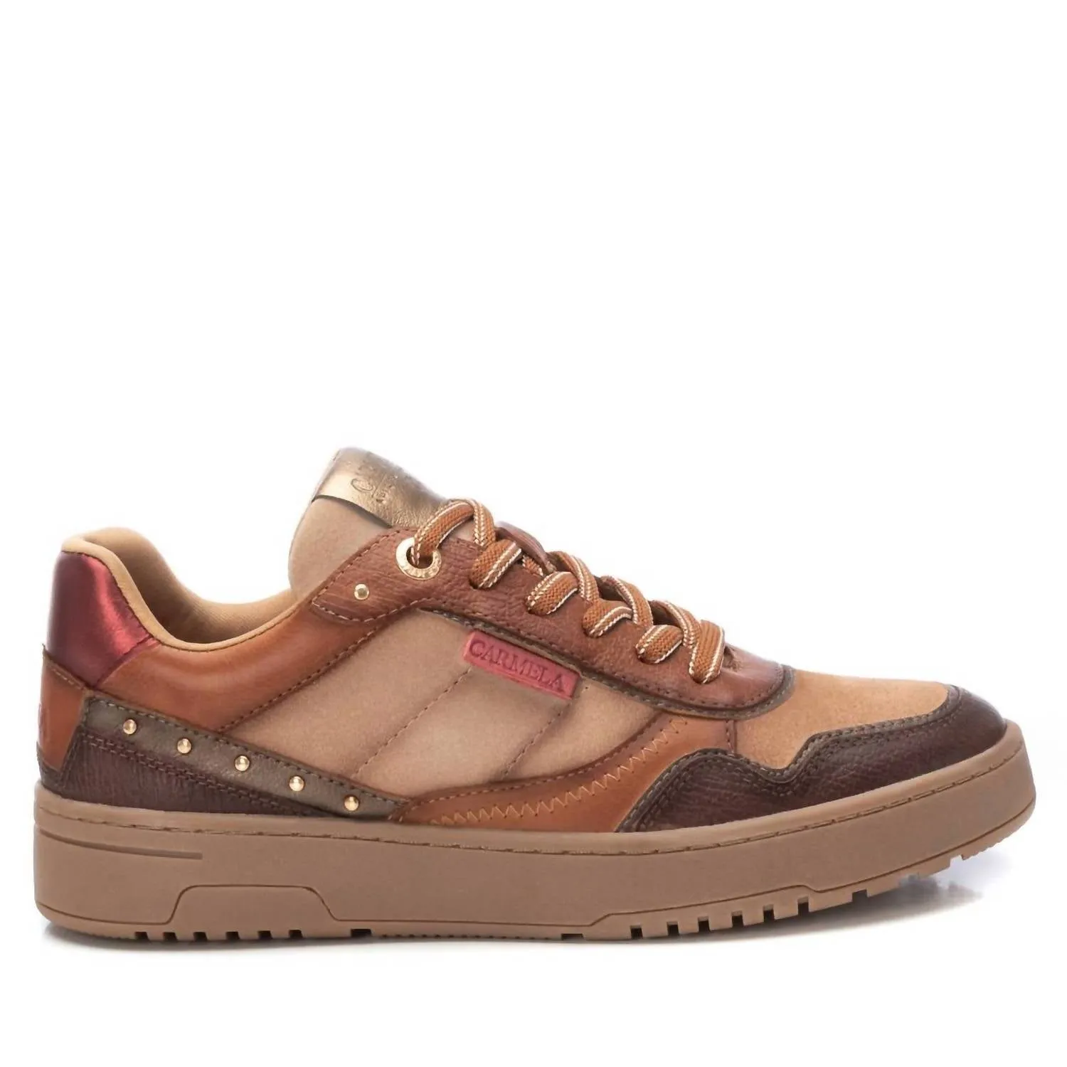 Women's Leather Sneakers In Camel