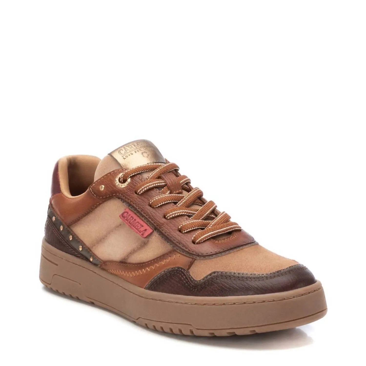 Women's Leather Sneakers In Camel