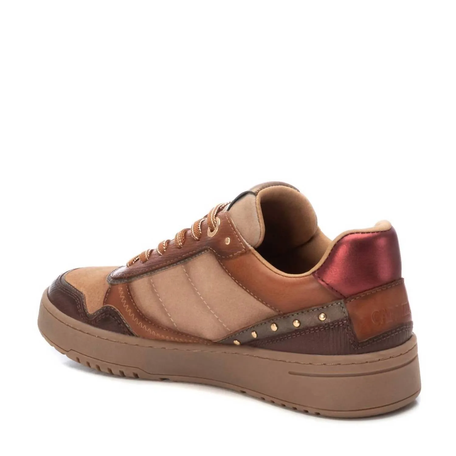 Women's Leather Sneakers In Camel
