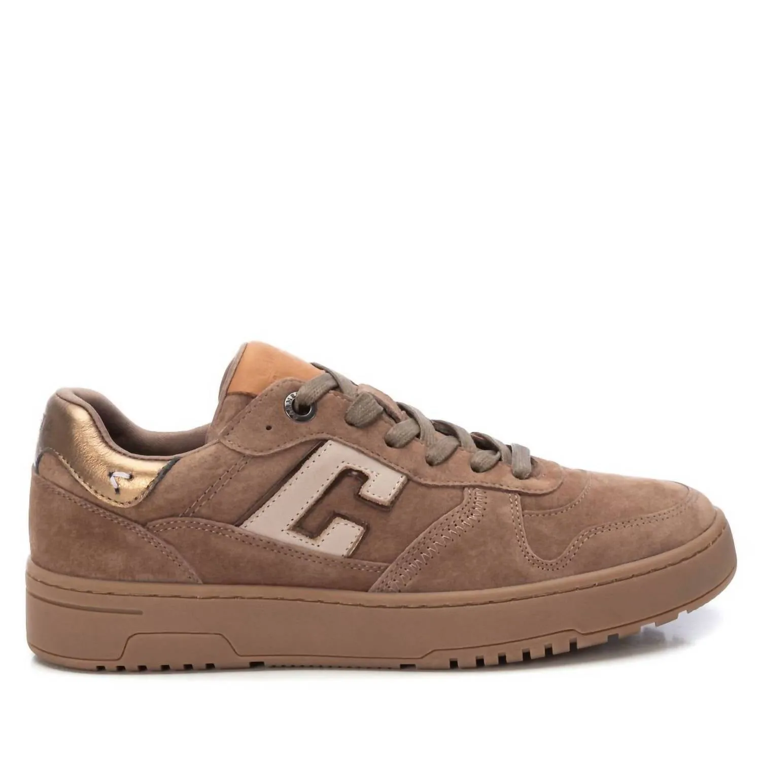 Women's Leather Sneakers In Taupe