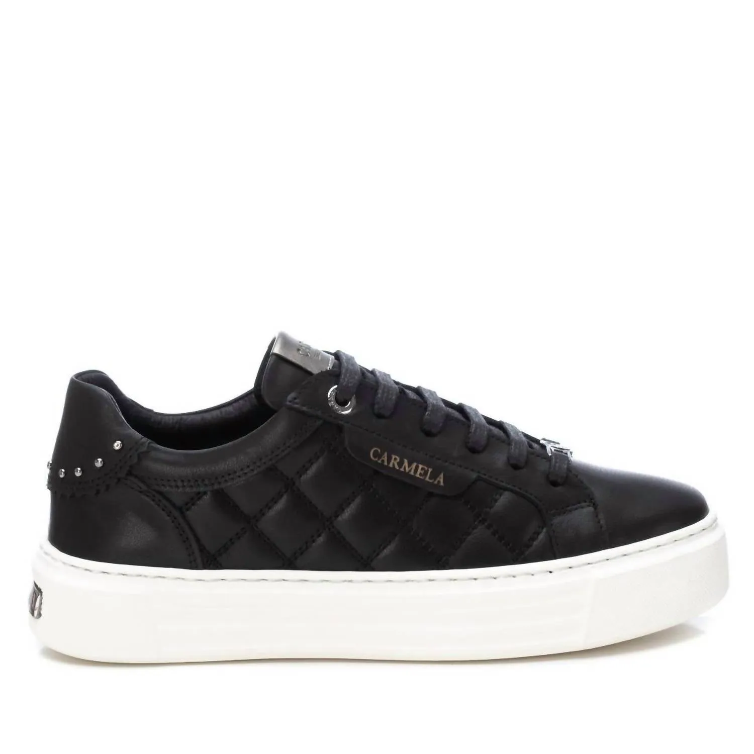 Women's Leather Trainer Sneakers In Black