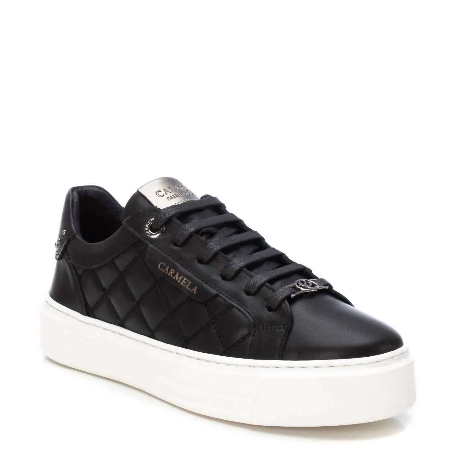 Women's Leather Trainer Sneakers In Black