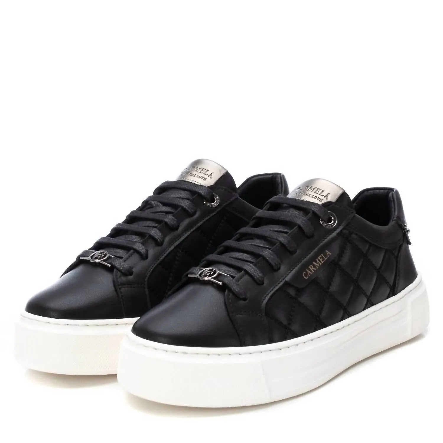 Women's Leather Trainer Sneakers In Black
