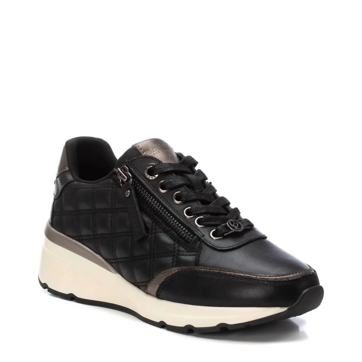 Women's Leather Trainer Sneakers In Black