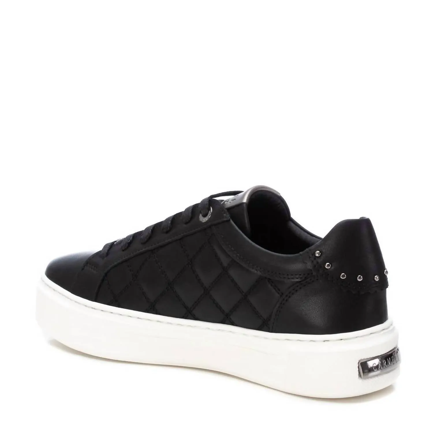 Women's Leather Trainer Sneakers In Black