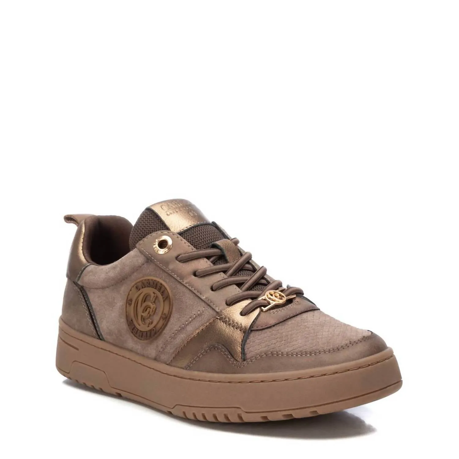 Women's Leather Trainers Sneakers In Taupe