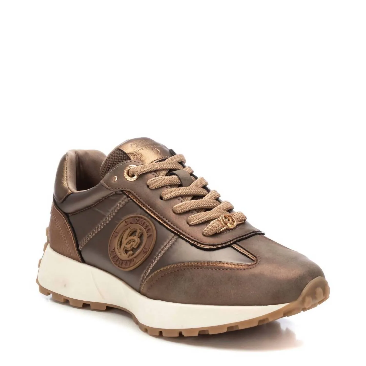 Women's Leather Trainers Sneakers In Taupe