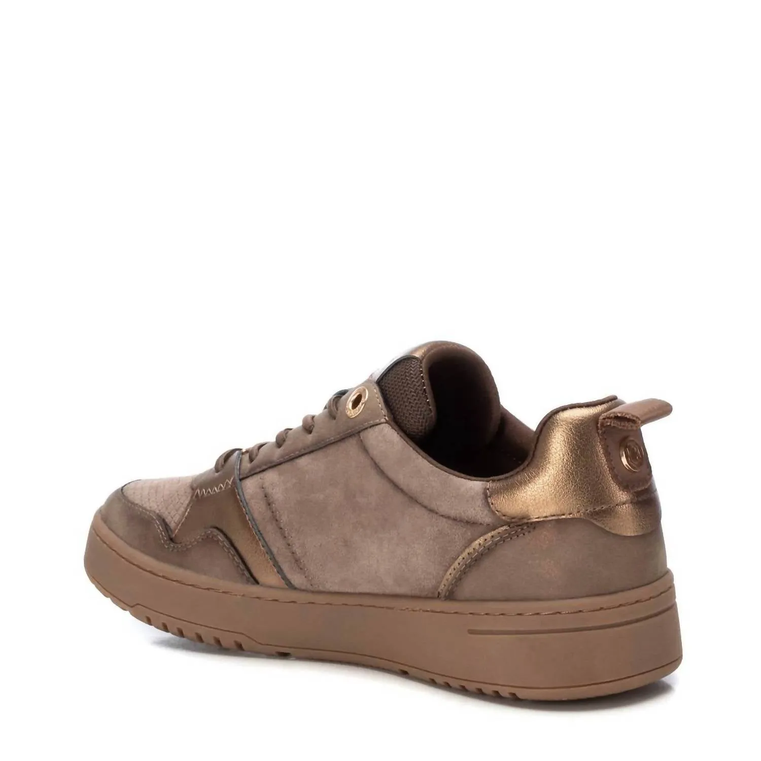 Women's Leather Trainers Sneakers In Taupe