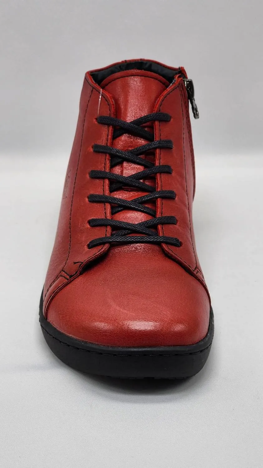 Women's Medical-Sole Fur-Lined Zip-Up Leather Boots In Red