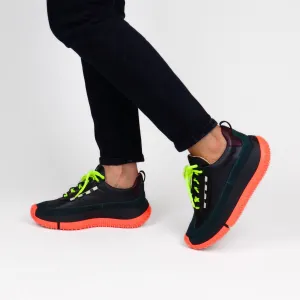 Women's Onyx Tumbled Leather In Black Petrol Green And Orange