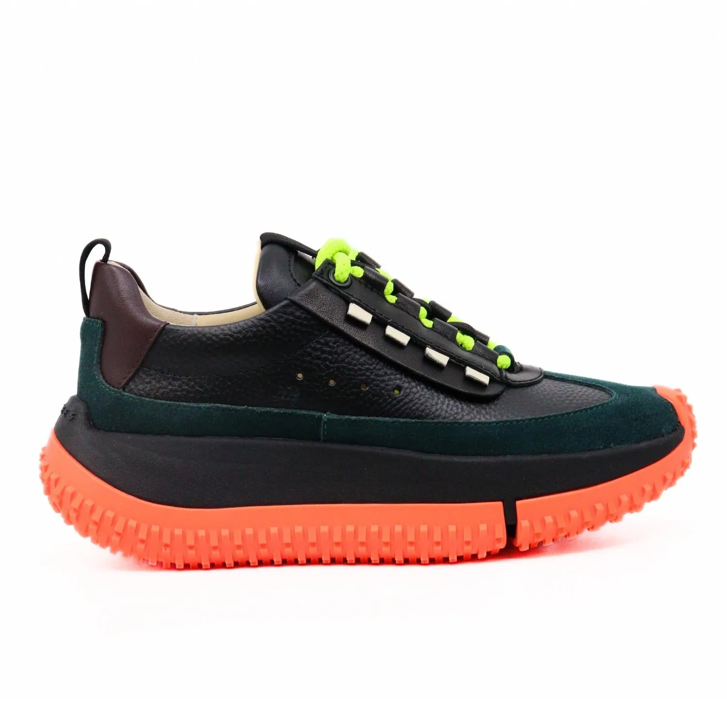Women's Onyx Tumbled Leather In Black Petrol Green And Orange