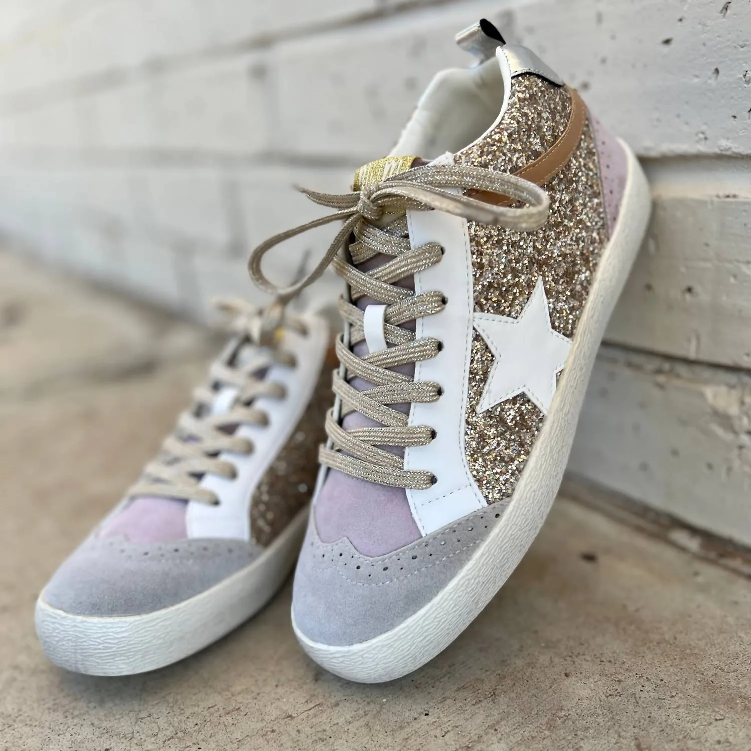 Women's Oxford Sneakers* In Lilacs & Gold