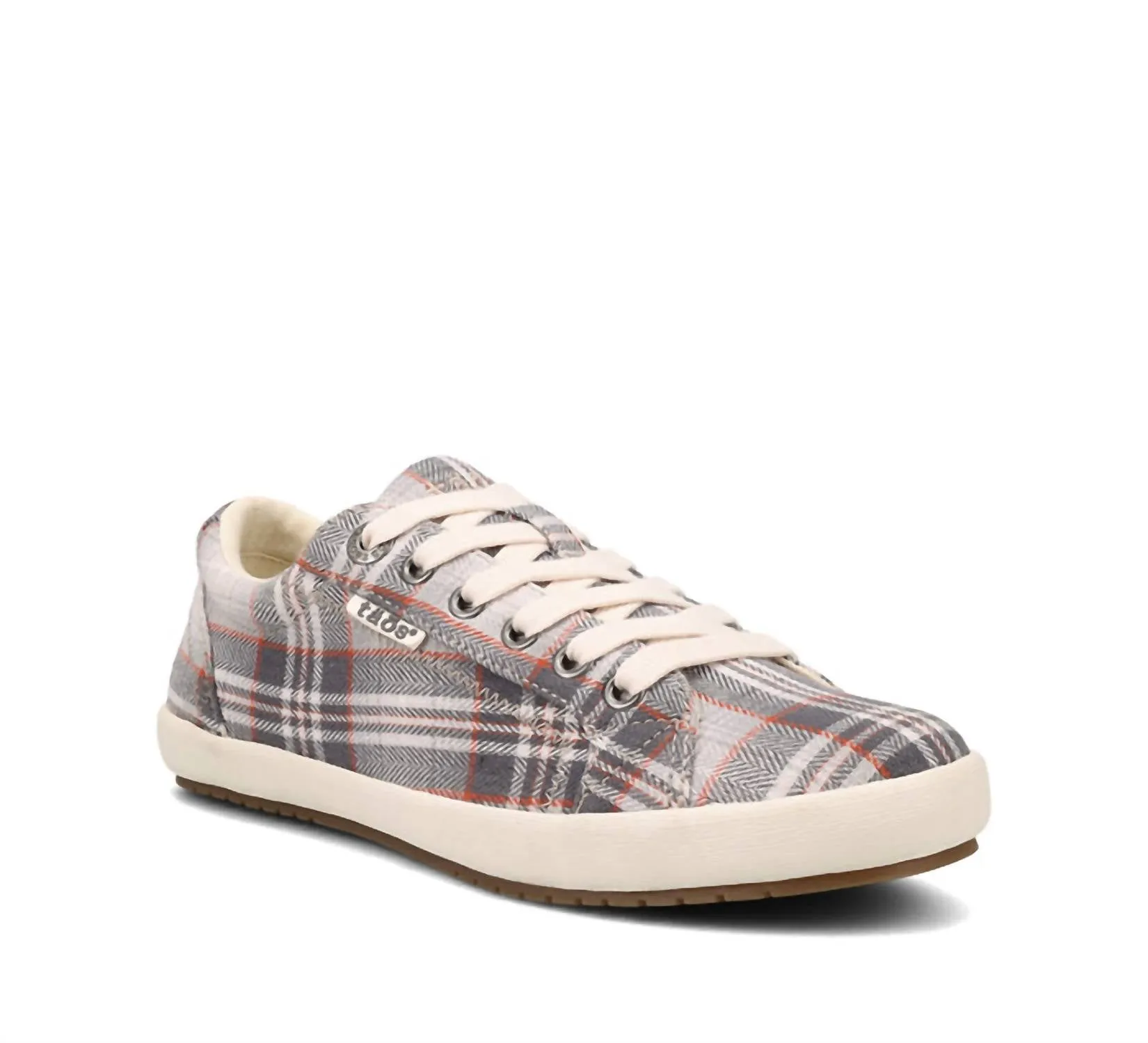 Women's Star Sneakers - Medium Width In Grey Plaid