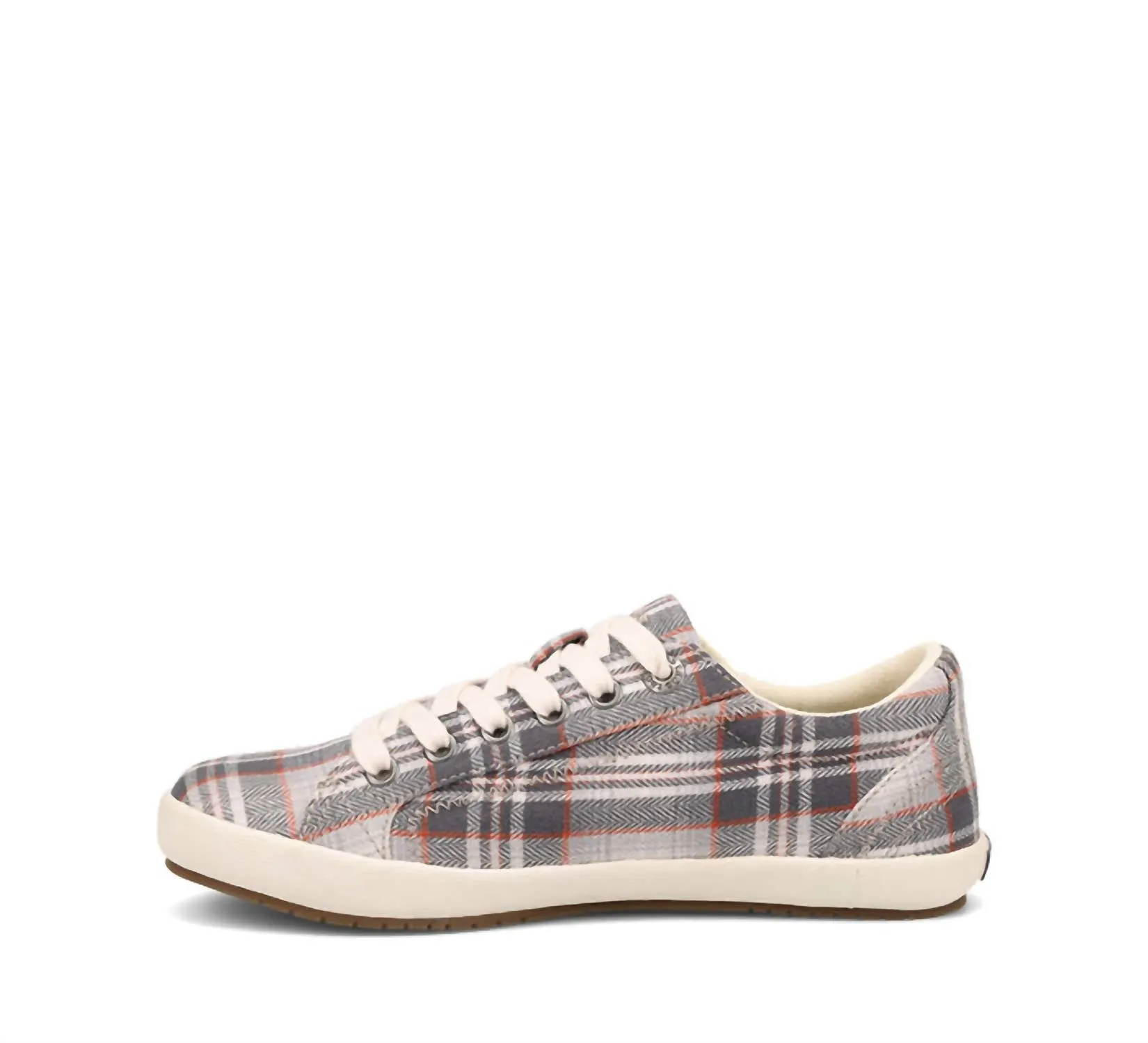 Women's Star Sneakers - Medium Width In Grey Plaid