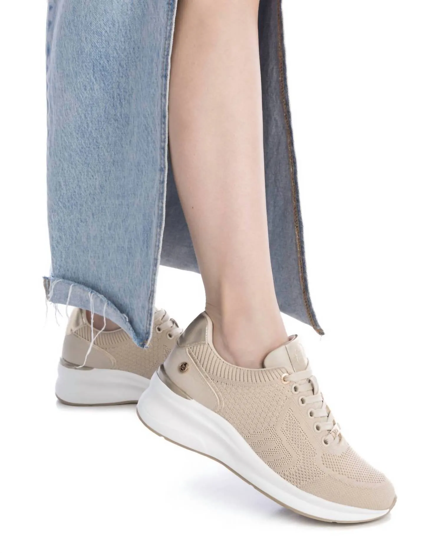 Women's Wedge Sneakers In Beige