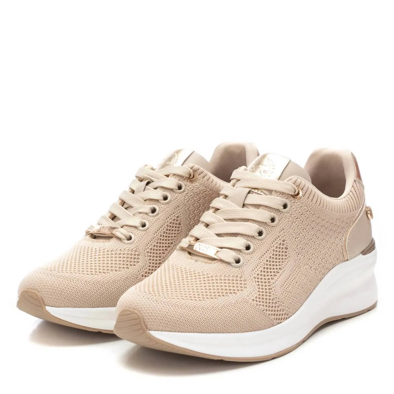 Women's Wedge Sneakers In Beige