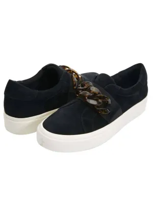 Women's Yazz Slip On Chain Sneaker In Black Suede