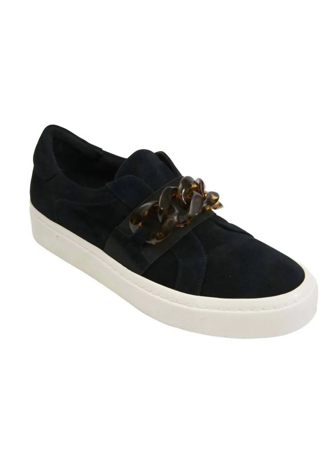 Women's Yazz Slip On Chain Sneaker In Black Suede