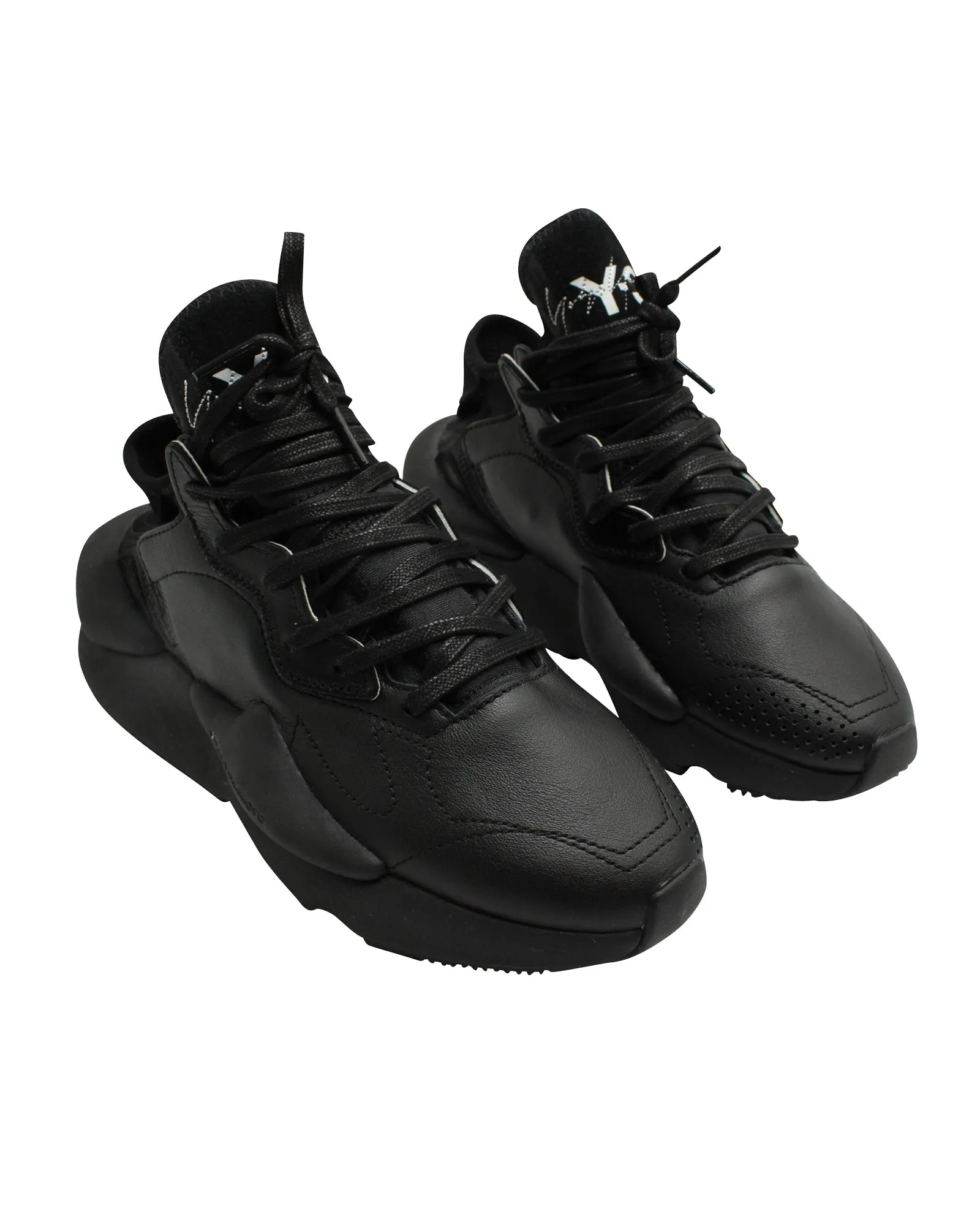 Y-3 Kaiwa Sneakers in Black Leather