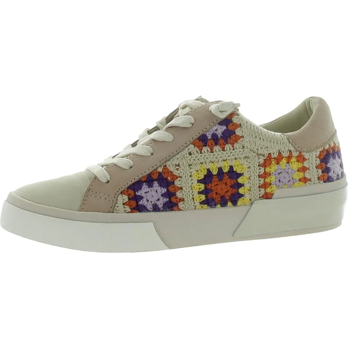 ZINA CROCHET Womens Leather Cushioned Footbed Casual And Fashion Sneakers